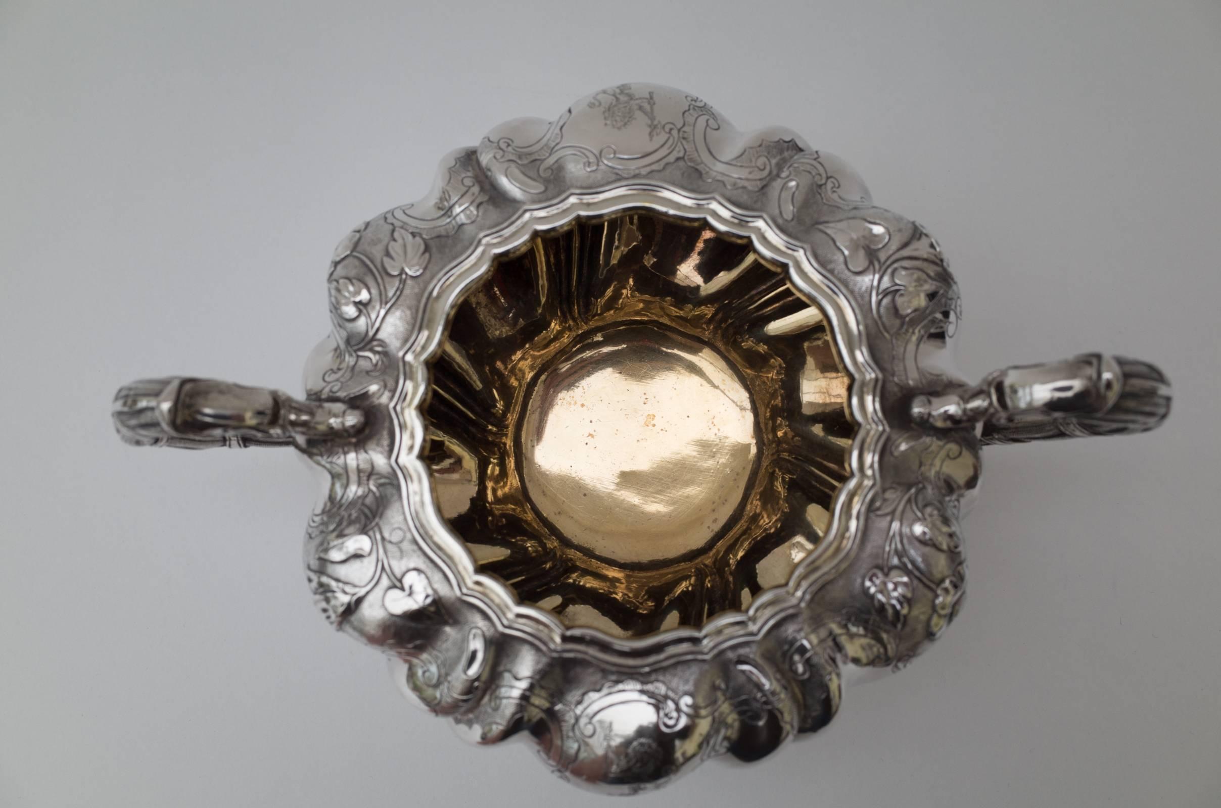 19th Century William IV Charles Emes Three-Piece Silver Tea Set For Sale 2