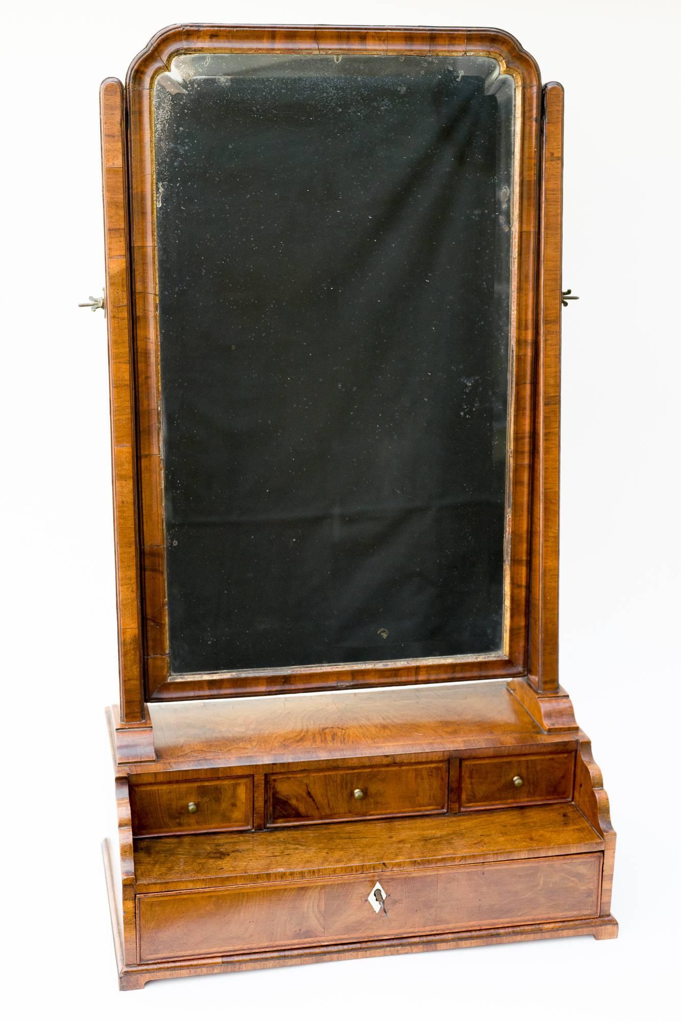 George II 18th Century Georgian Walnut Dressing Table Mirror For Sale