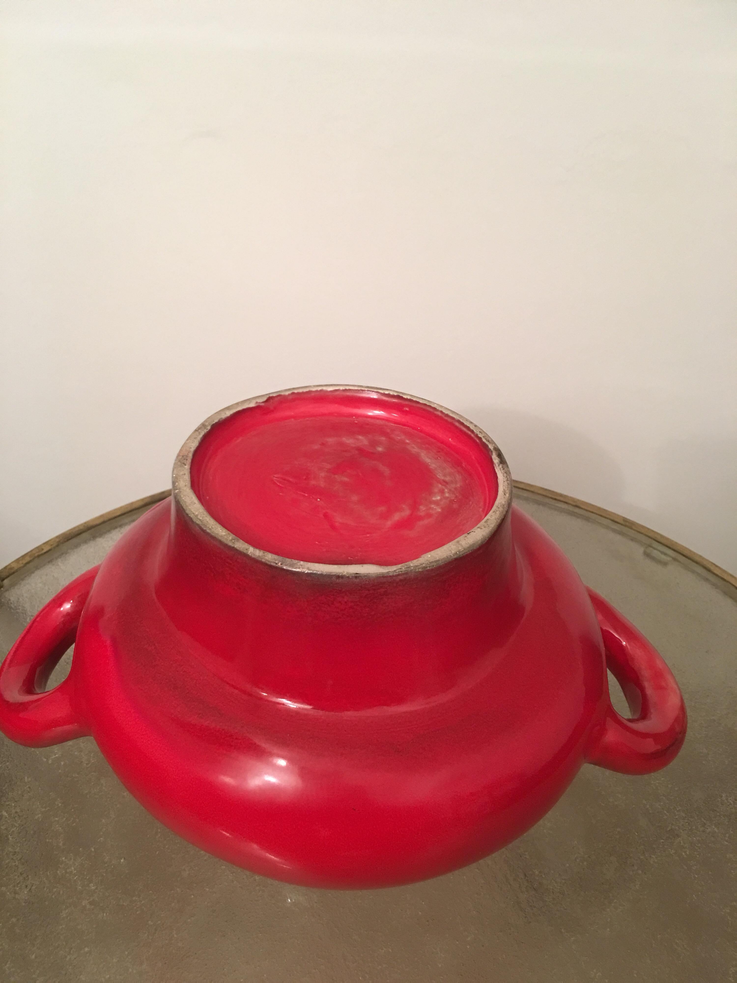 Georges Jouve Large Red and Black Glazed Ceramic Vase, Alpha Marked, 1950s  For Sale 6