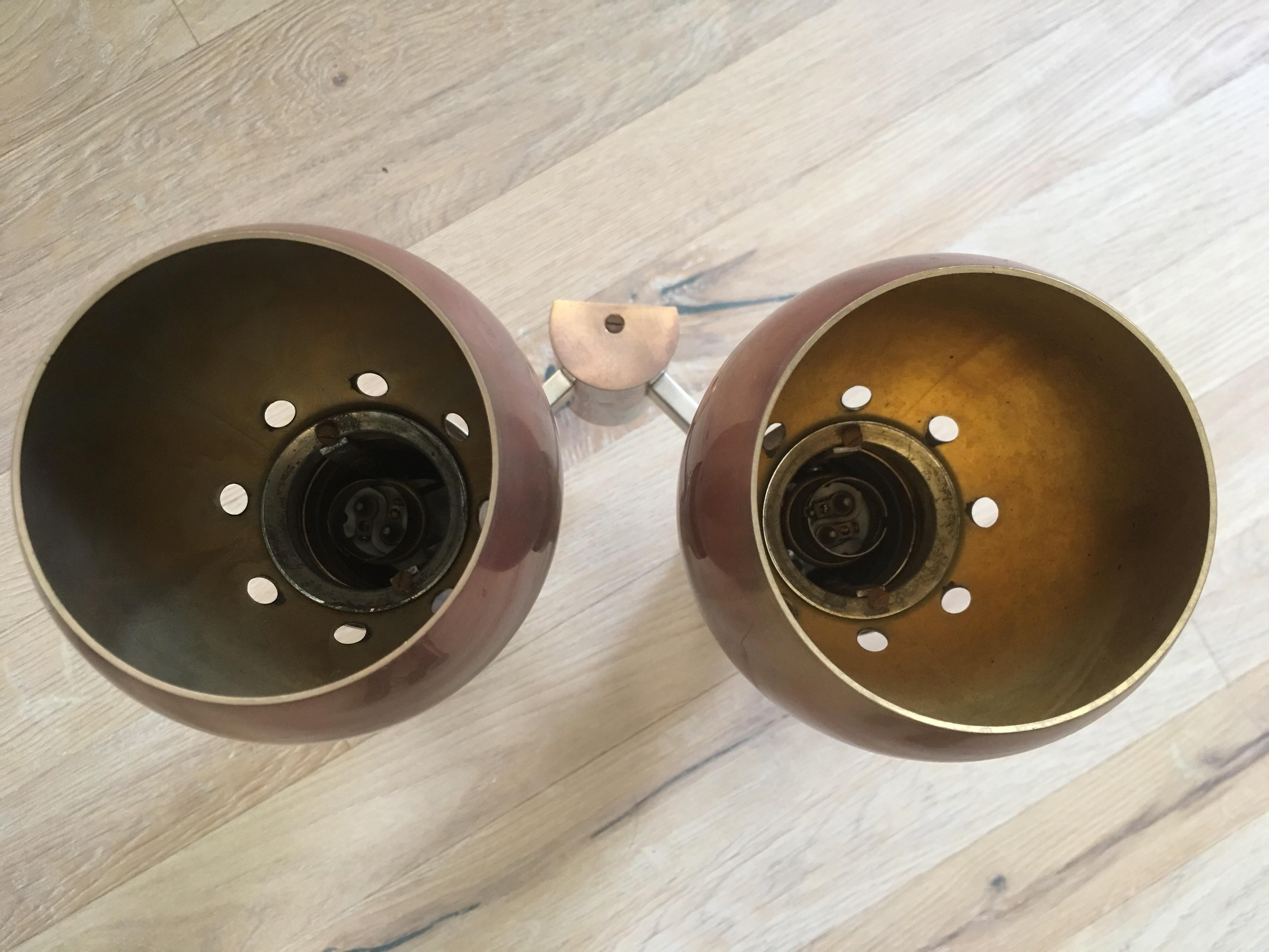 Stilnovo Attributed Pair of Bicolour Two Arms Metal Sconces, Italian, 1970s For Sale 3