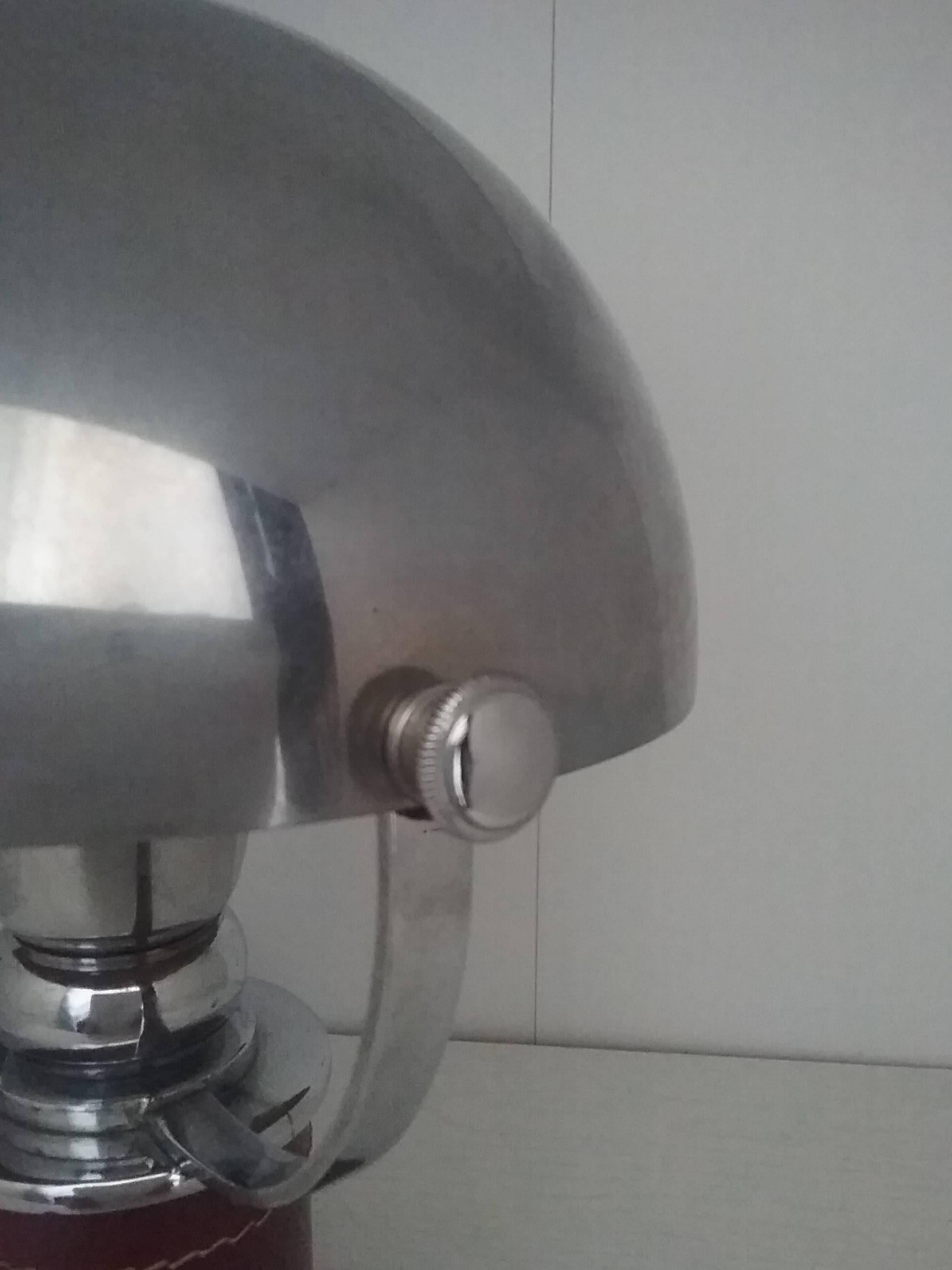 1930s Leather and Chrome Table Lamp in the Style of Paul Dupré-Lafon In Good Condition In Aix En Provence, FR