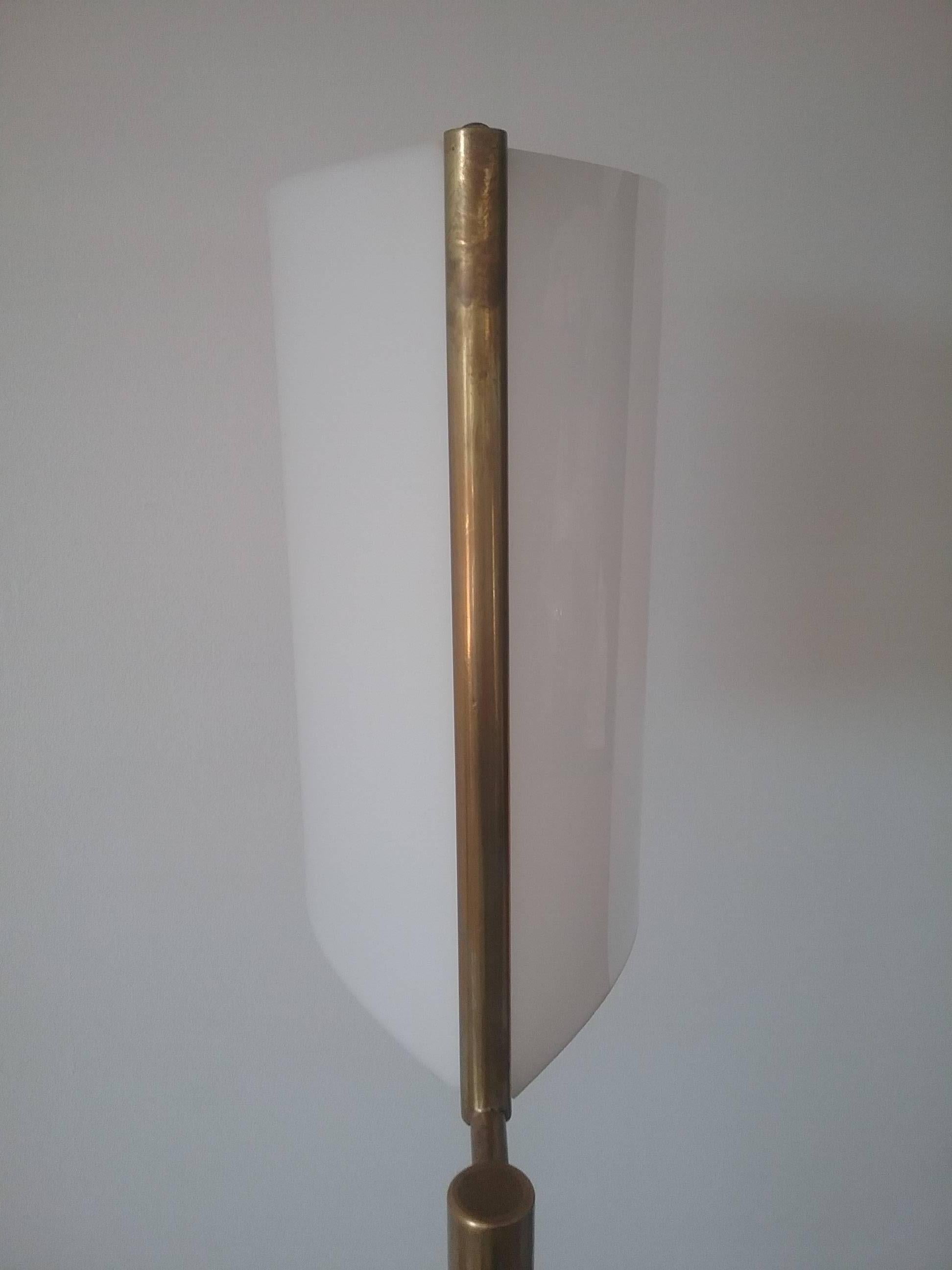 Metal Large Orientable Double Perspex Shade Floor Lamp, Jacques Biny, France, 1950