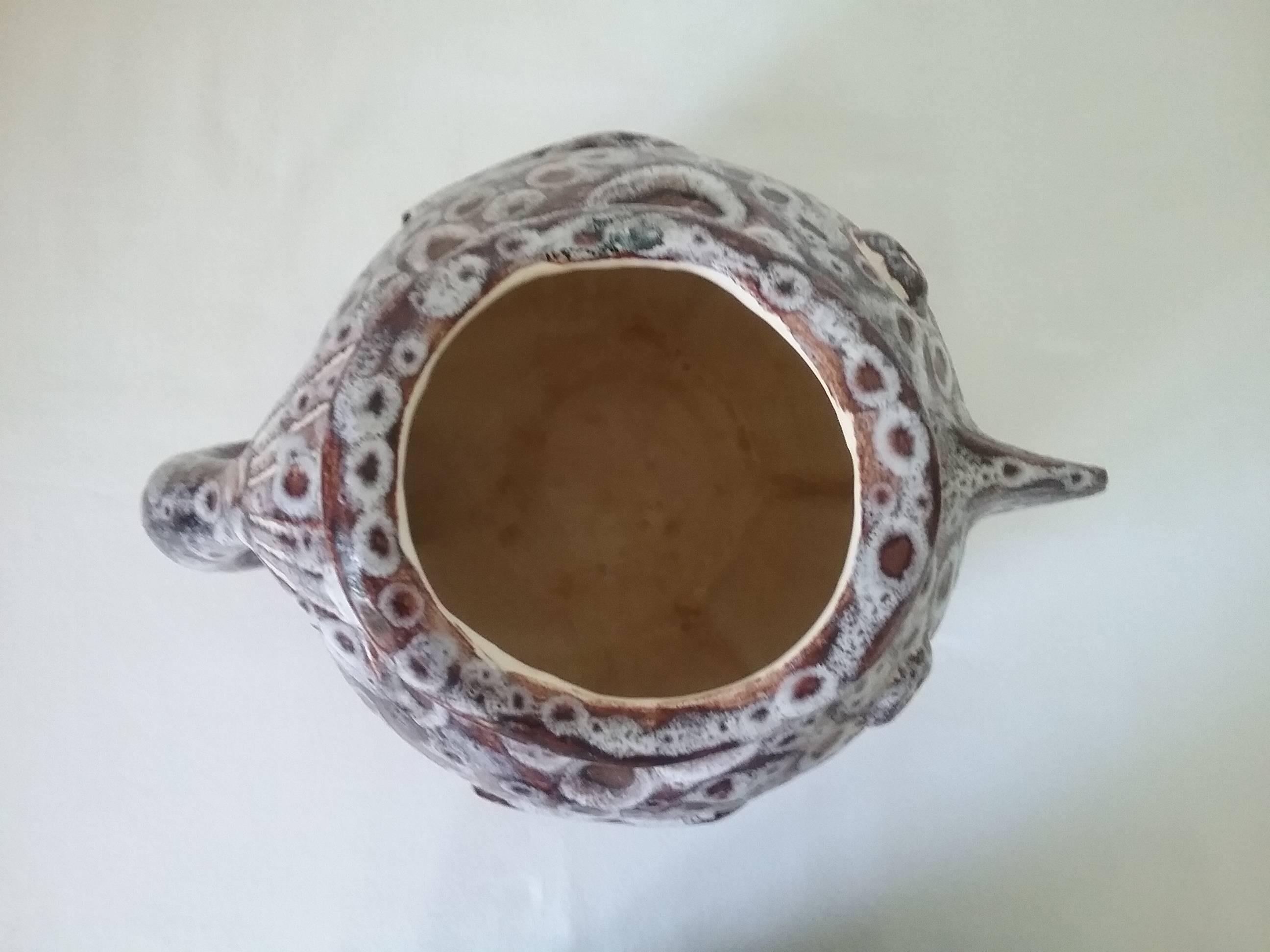 Large Fish Ceramic Vase Signed Zais Vallauris, France, 1960s In Good Condition In Aix En Provence, FR