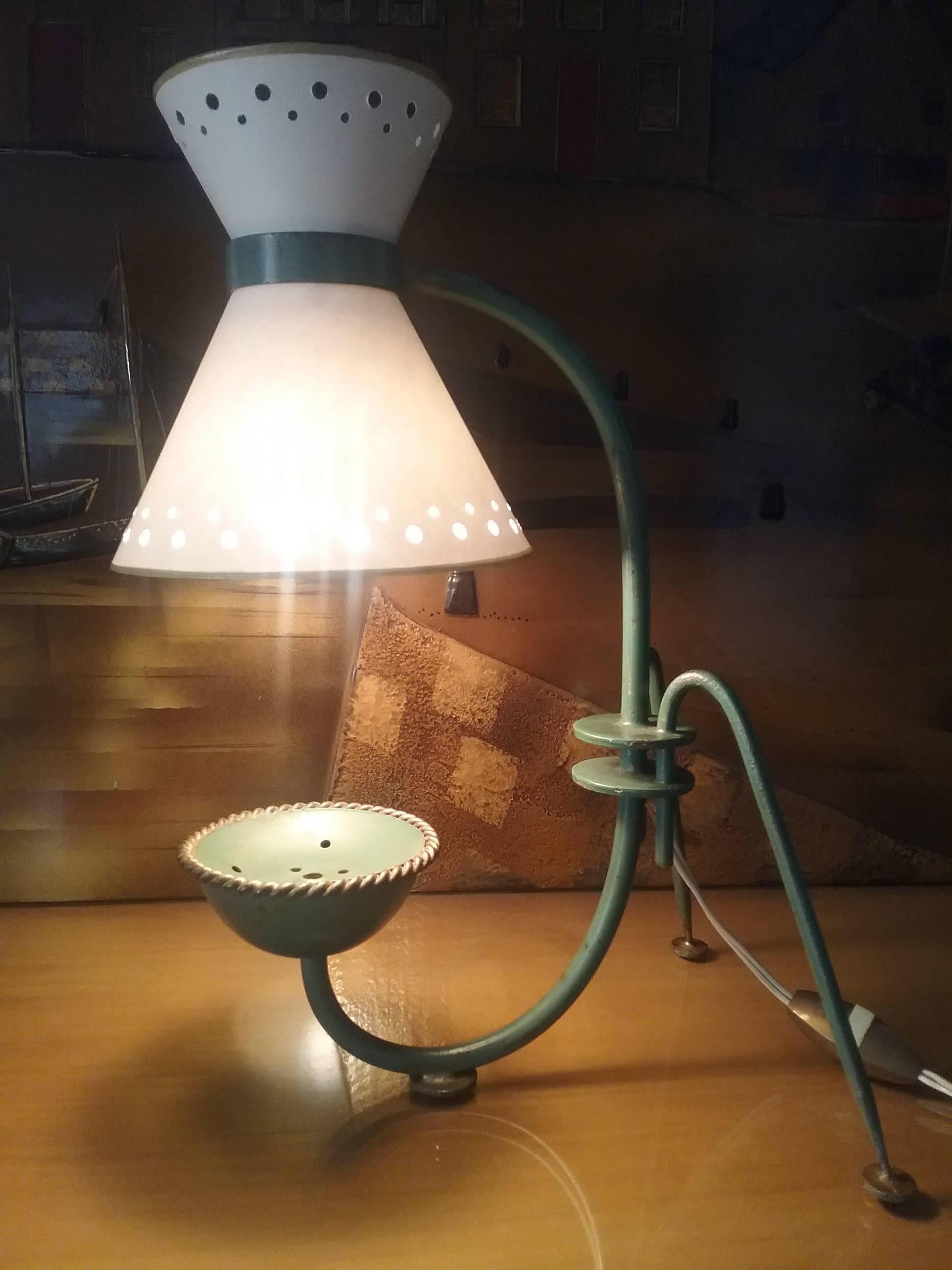 1950s Lunel Wrought Iron Table Lamp, Documentation 1953 France For Sale 3