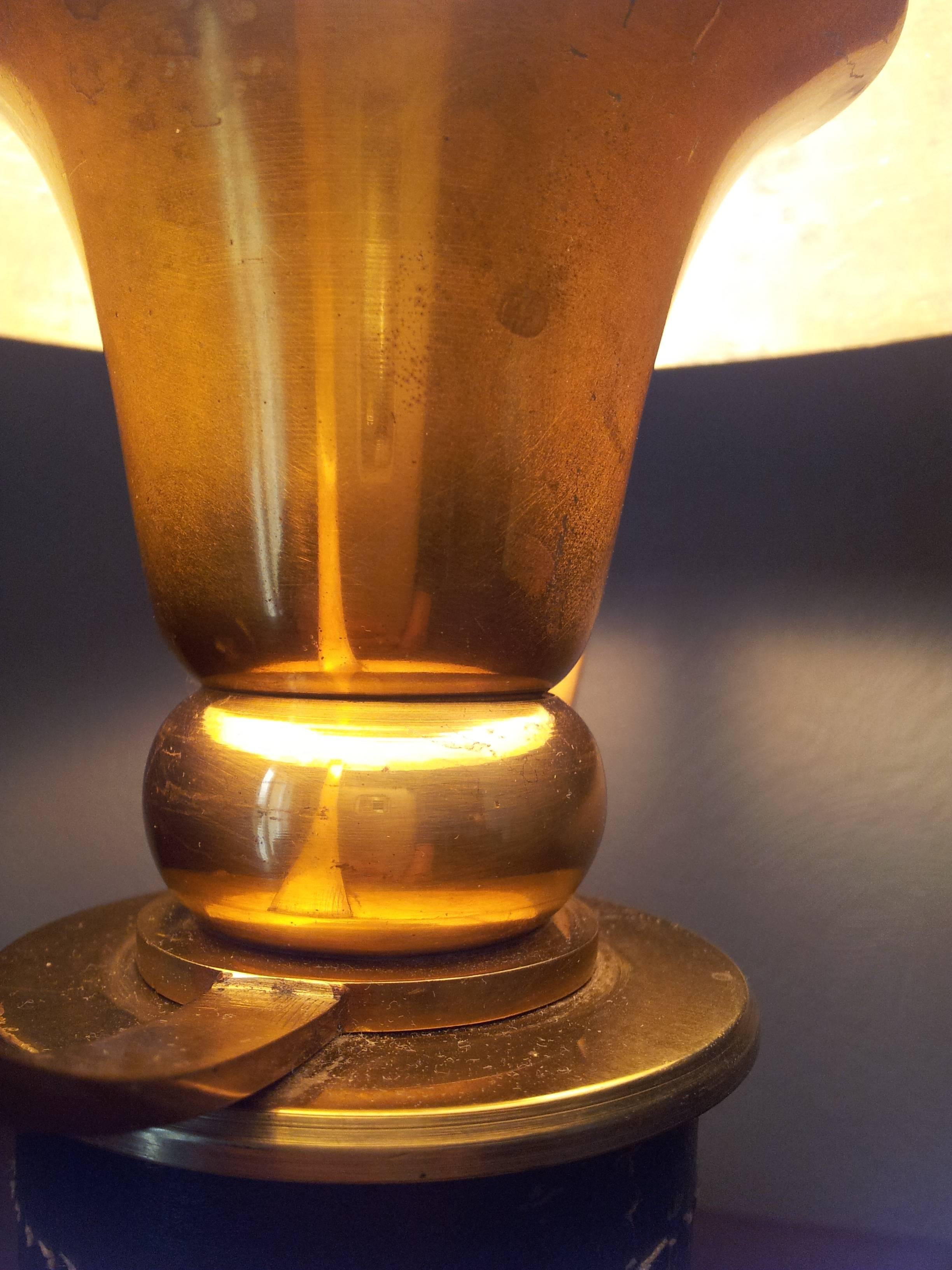 1930s Leather and Brass Table Lamp Attributed to Paul Dupré-Lafon, Hermes 3