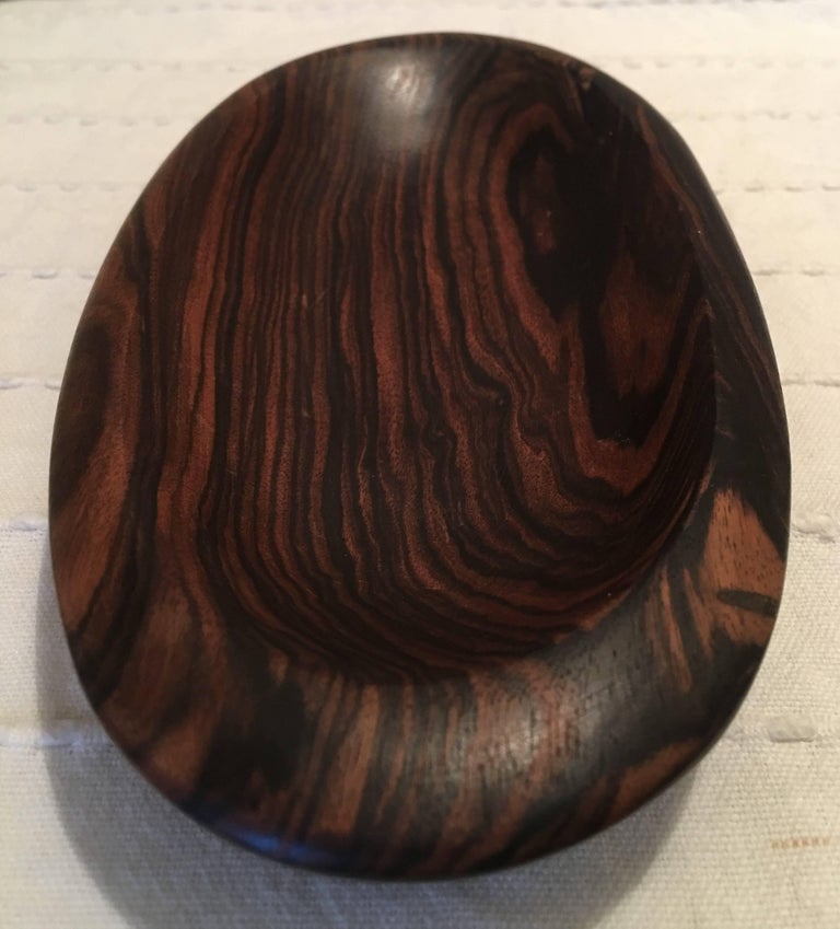 Alexandre Noll Signed Rosewood Dish, France, 1950s, Carved Wood For Sale at 1stdibs