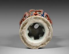 Rare Pair of Ming Dynasty Wucai Porcelain Reticulated Vases