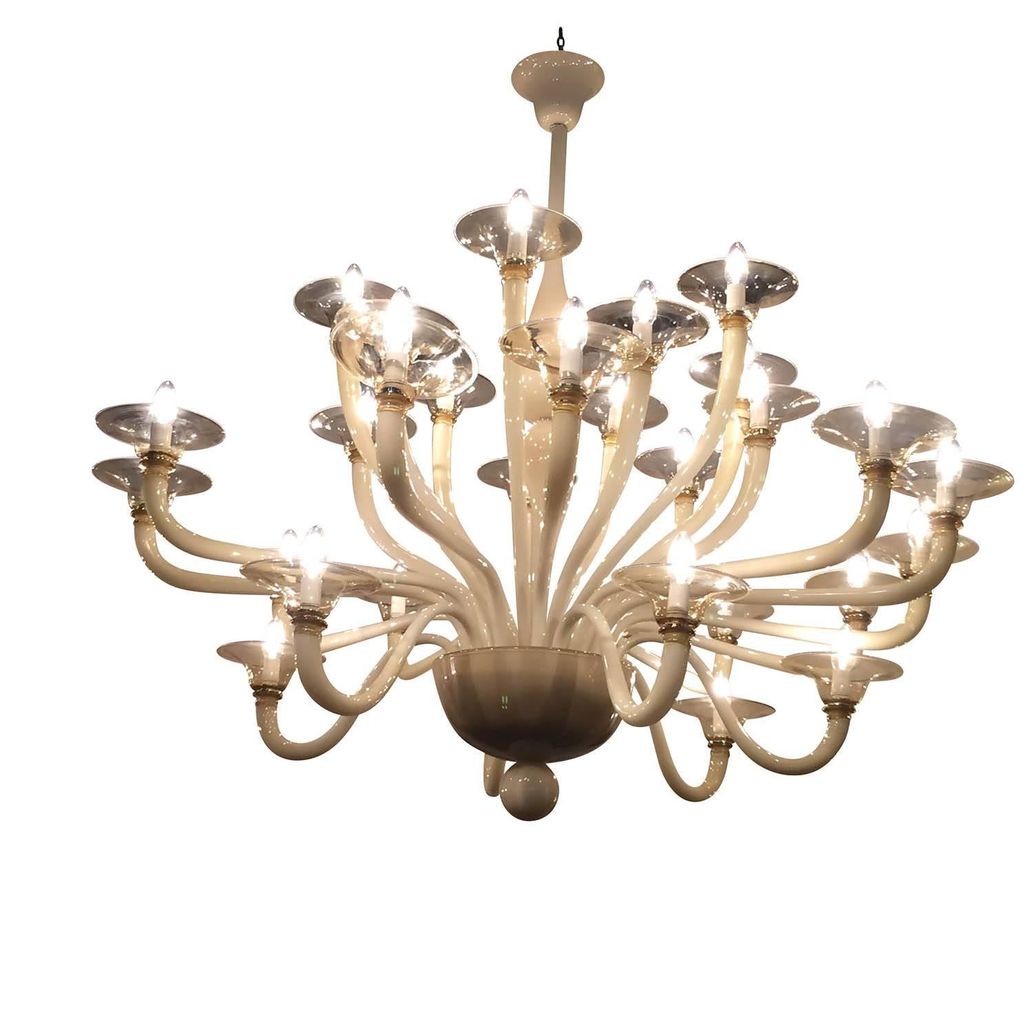 Thirty-Light Incamiciato Fumé Pauly & C Chandelier For Sale