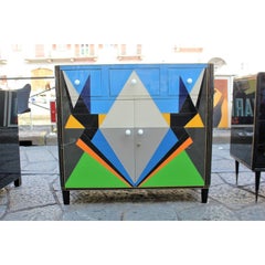 Opalino Glass and Brass Profile Cabinet