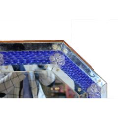 Amazing Octagonal Deep Blue and Cristal Venetian Mirror