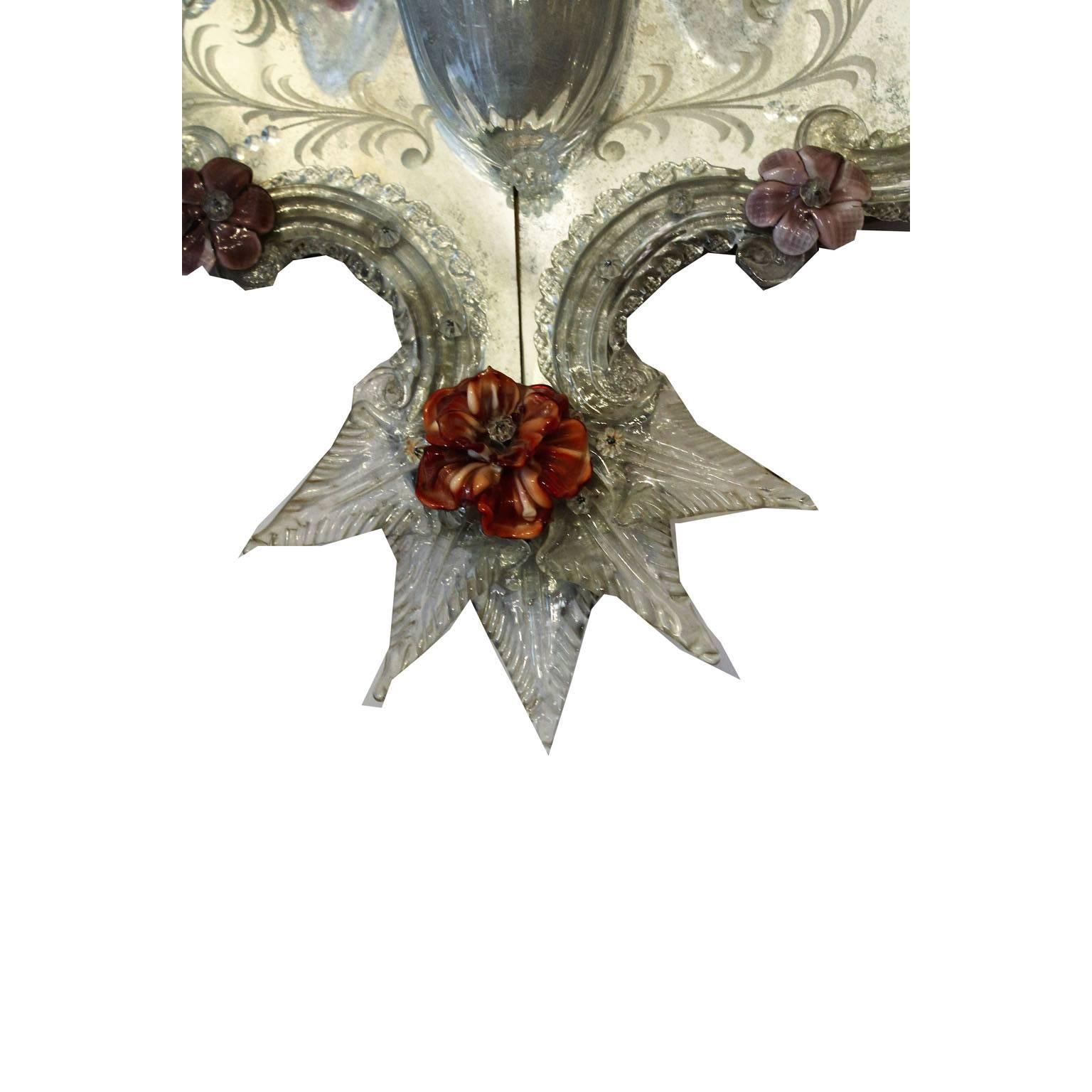 Baroque S.A.L.I.R. Murano Pair of Mirror Wall Lamps “Ventole” For Sale