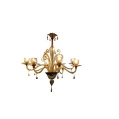 Zecchin Cappellin Venini Pagliesco Art Deco Eight-Light Murano Chandelier