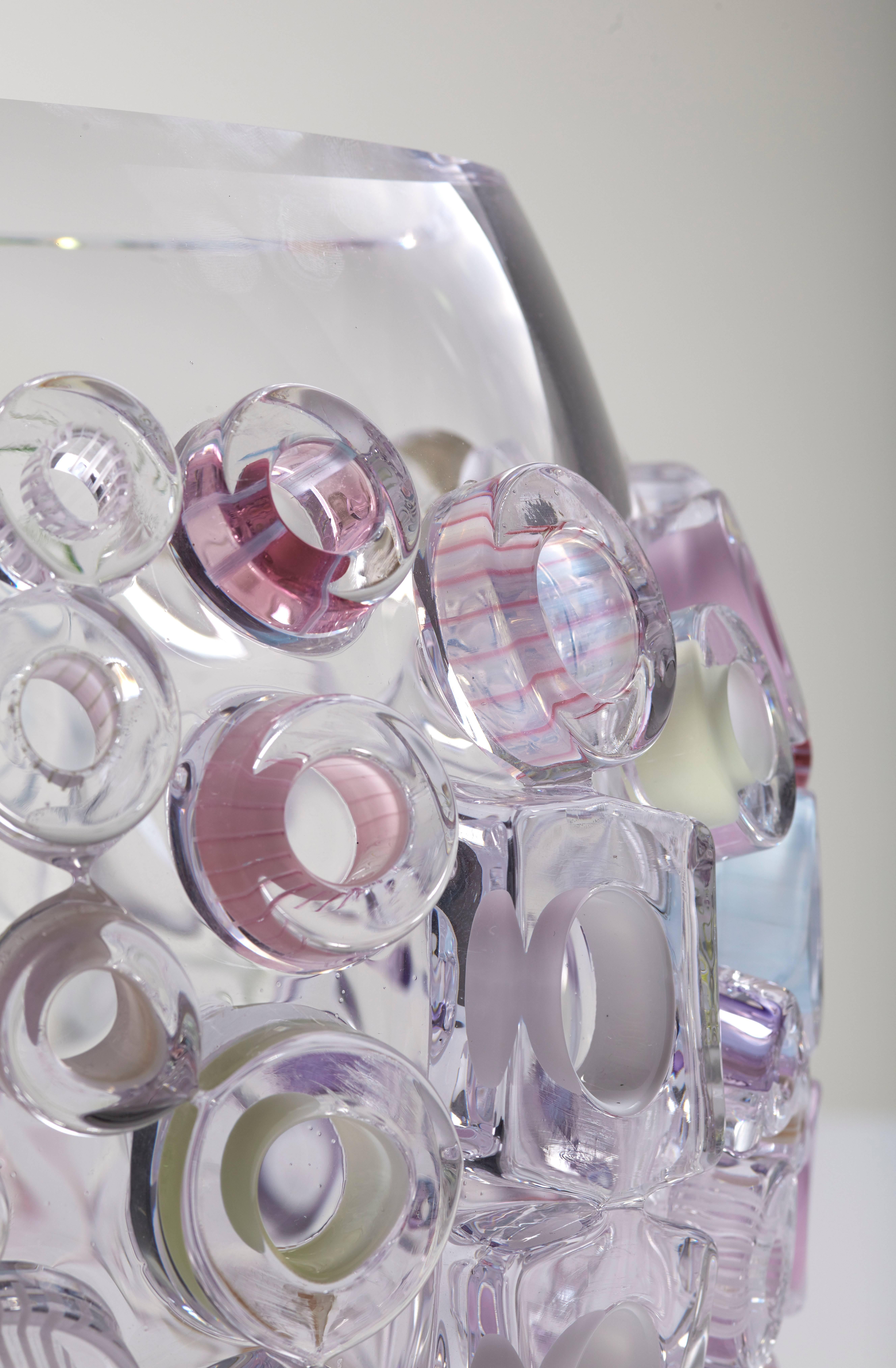 Modern Clear Glass Vase, Murano Style Blown Glass Vase by Sabine Lintzen For Sale