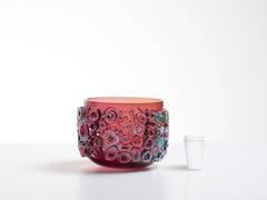 Ruby Blown Glass Bowl, Glass Centerpiece by Sabine Lintzen