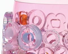 Blown Glass Pink Vessel. Murano Glass Style Pink Centrepiece Bowl