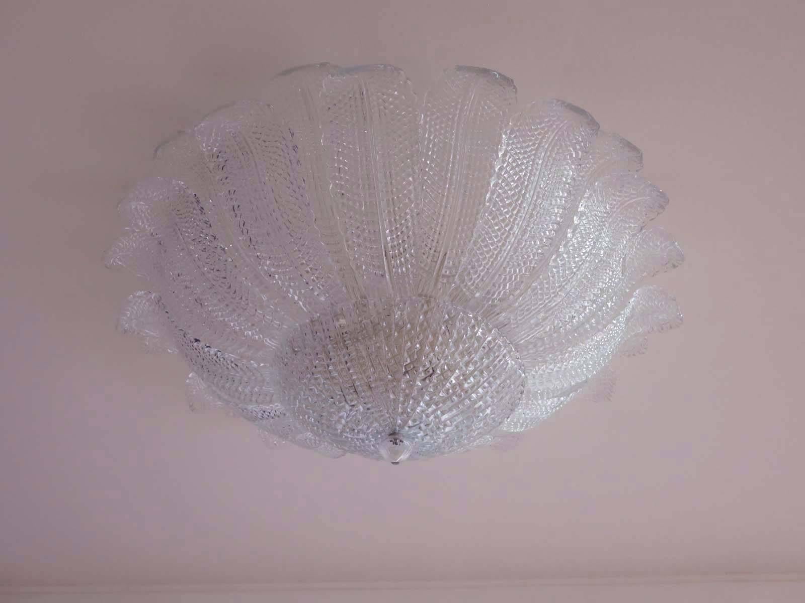 Late 20th Century Rare Barovier Flower Ceiling Lamp, Murano Art Glass