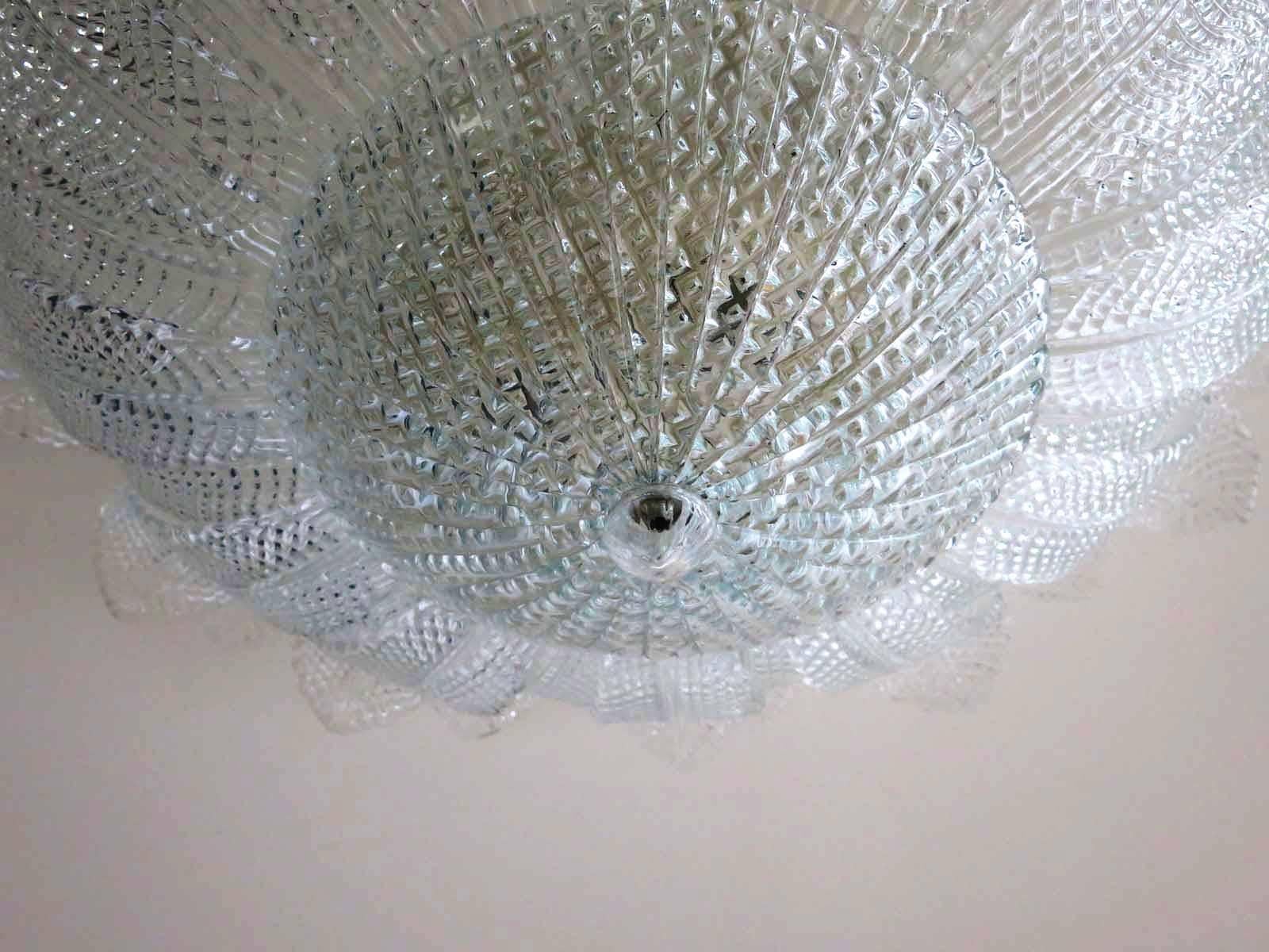 Mid-Century Modern Rare Barovier Flower Ceiling Lamp, Murano Art Glass