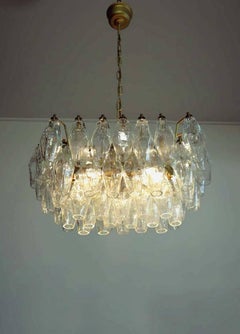 Elegant Murano Poliedri Chandelier Carlo Scarpa Trasparent Glasses