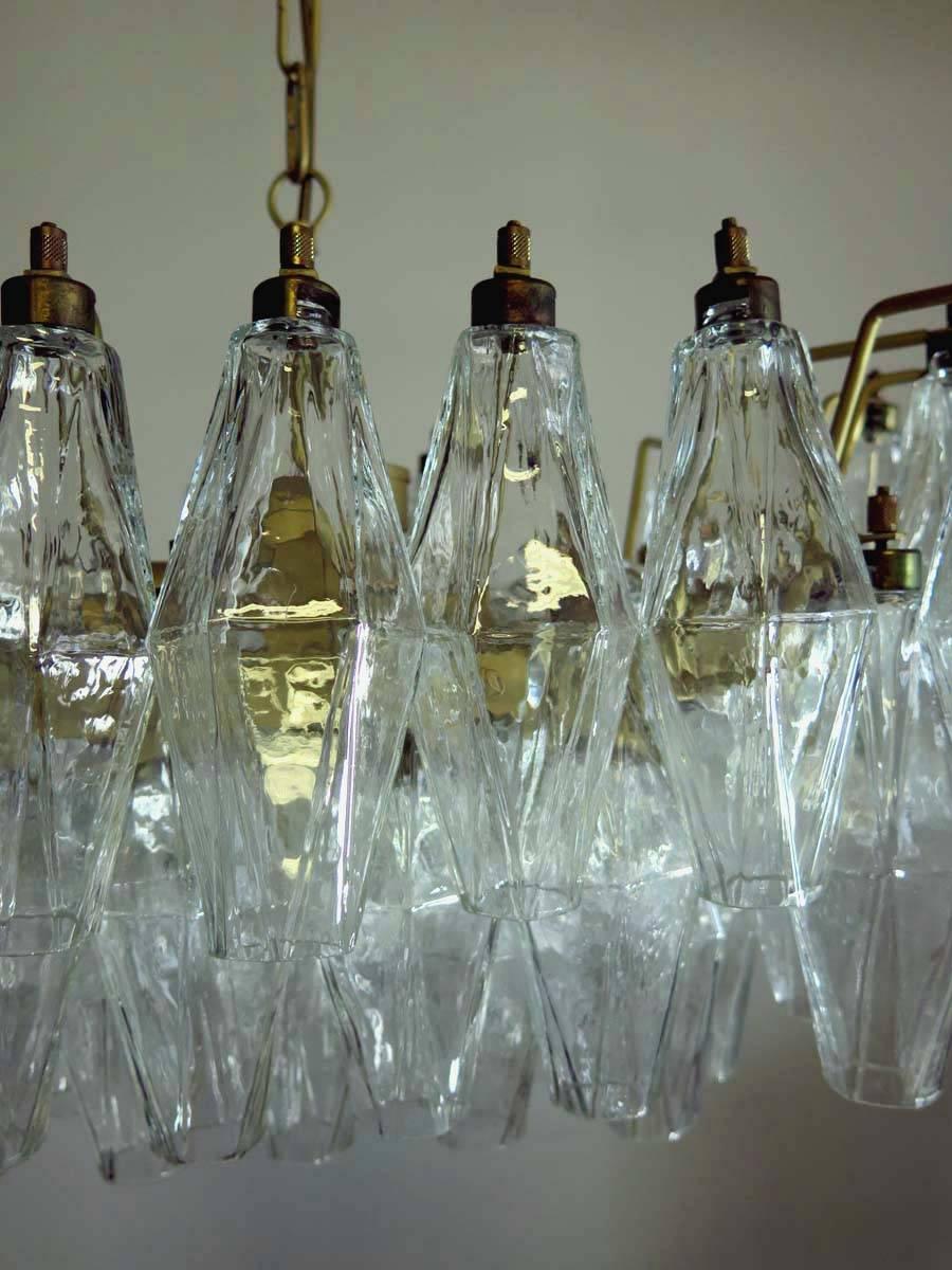 Blown Glass Elegant Murano Poliedri Chandelier Carlo Scarpa Trasparent Glasses For Sale