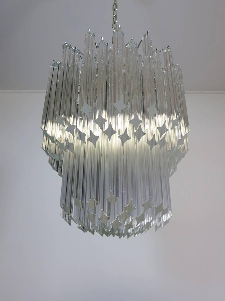 Murano Big Chandelier Venini Style 107 Transparent Prism Quadriedri Elena Mo For Sale 2