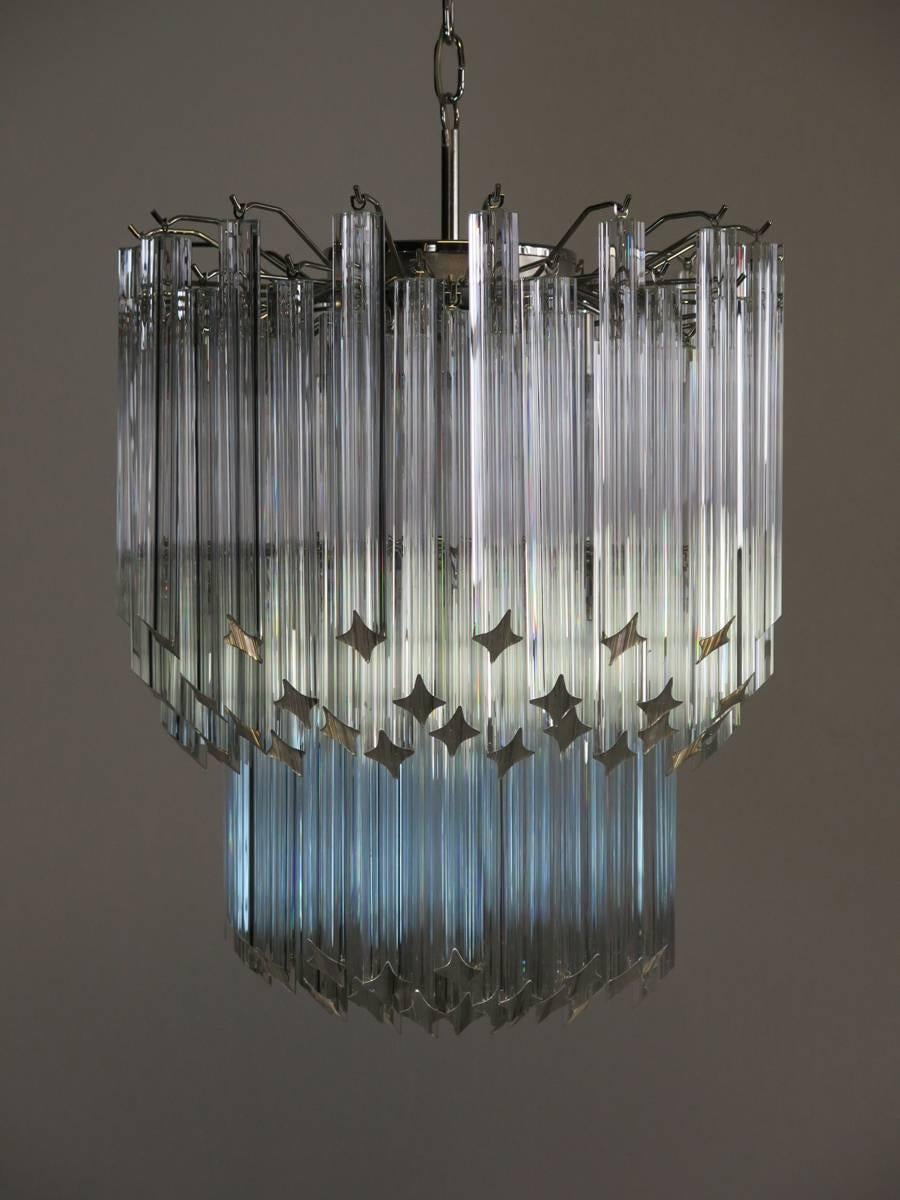 Murano Big Chandelier Venini Style 107 Transparent Prism Quadriedri Elena Mo For Sale 4