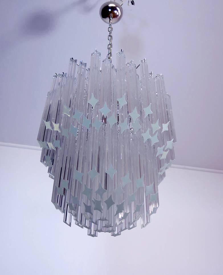 Murano Big Chandelier Venini Style 107 Transparent Prism Quadriedri Elena Mo For Sale 3