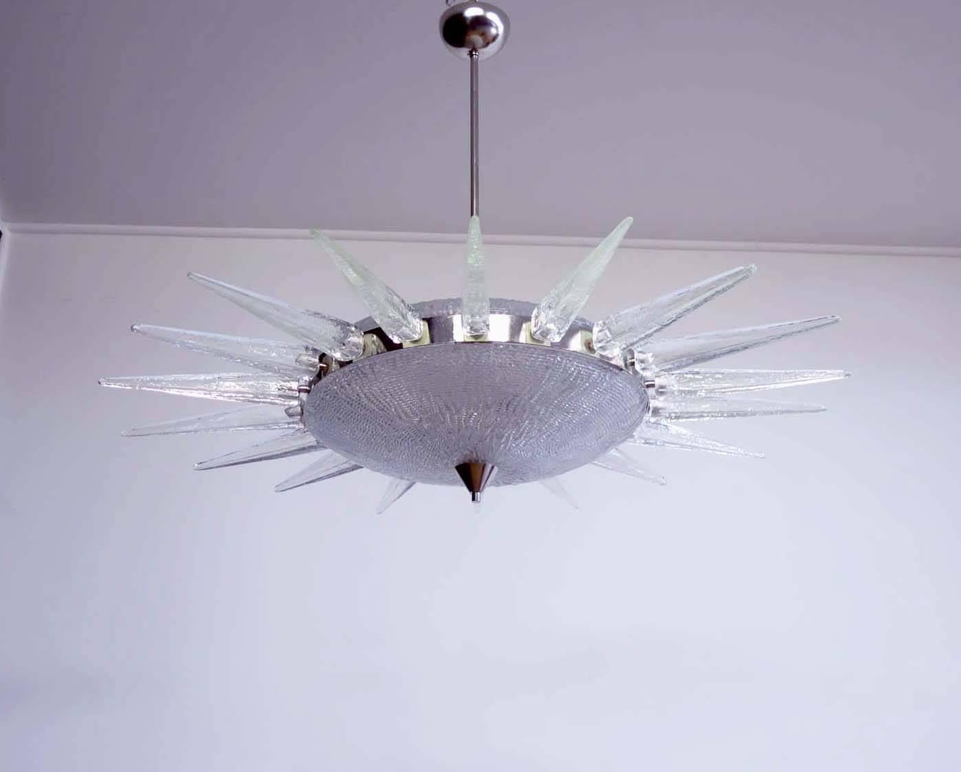 Mid-Century Modern Exceptional Murano Glass Pendant Sputnik Chandelier