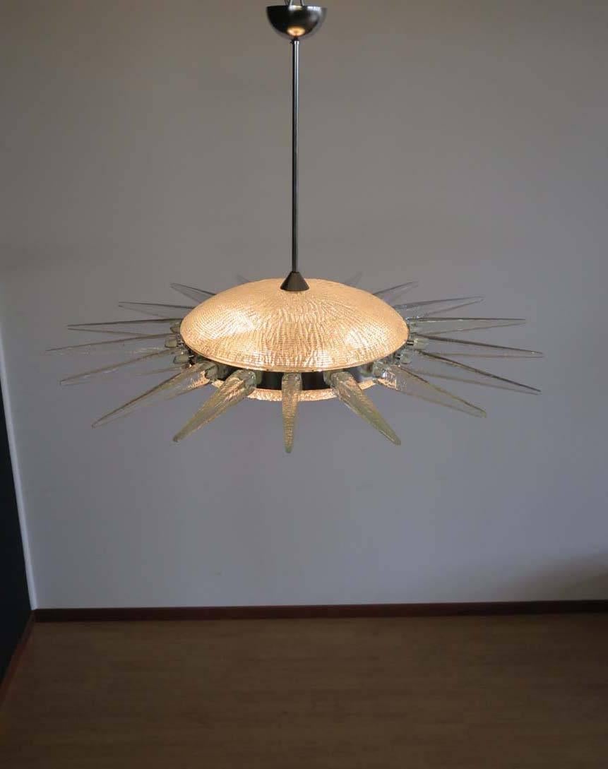 Late 20th Century Exceptional Murano Glass Pendant Sputnik Chandelier