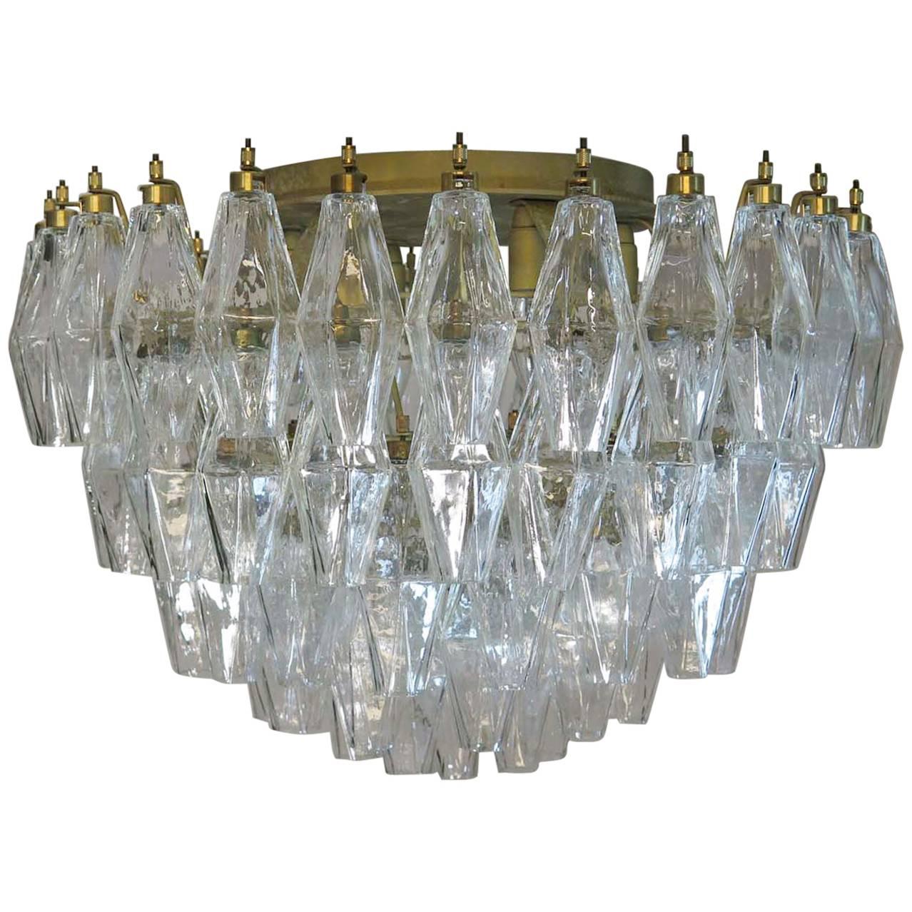 Elegant Murano Poliedri Ceiling Light, Carlo Scarpa