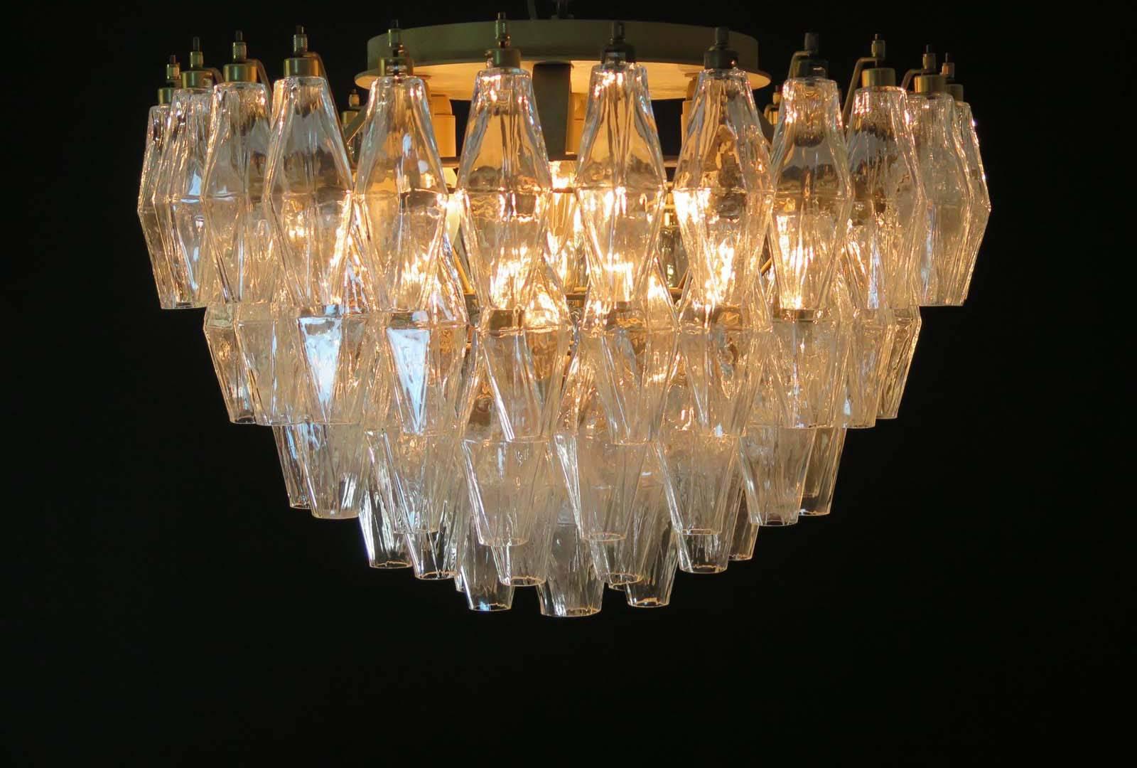Blown Glass Elegant Murano Poliedri Ceiling Light, Carlo Scarpa