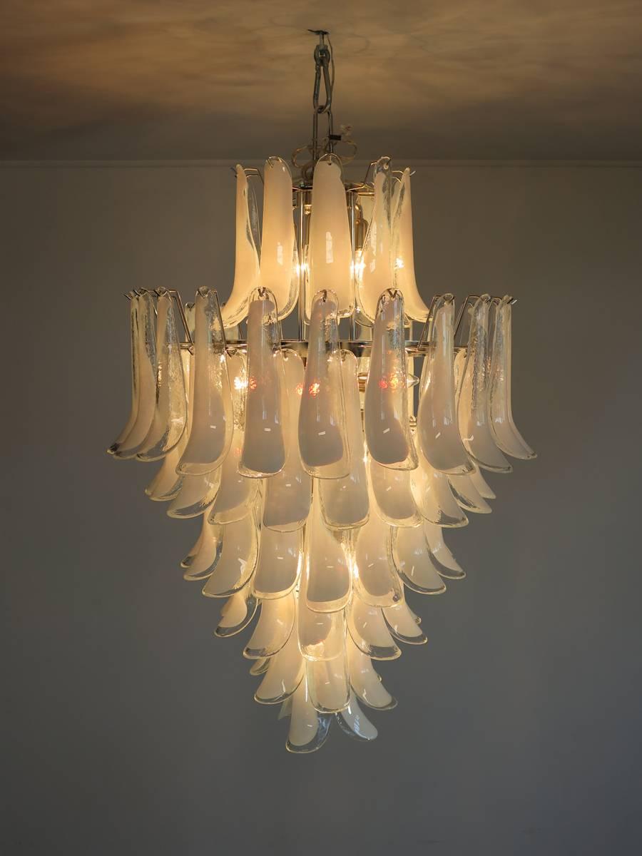 Italian Chandelier Mazzega Murano, Italy - 85 glass petals For Sale