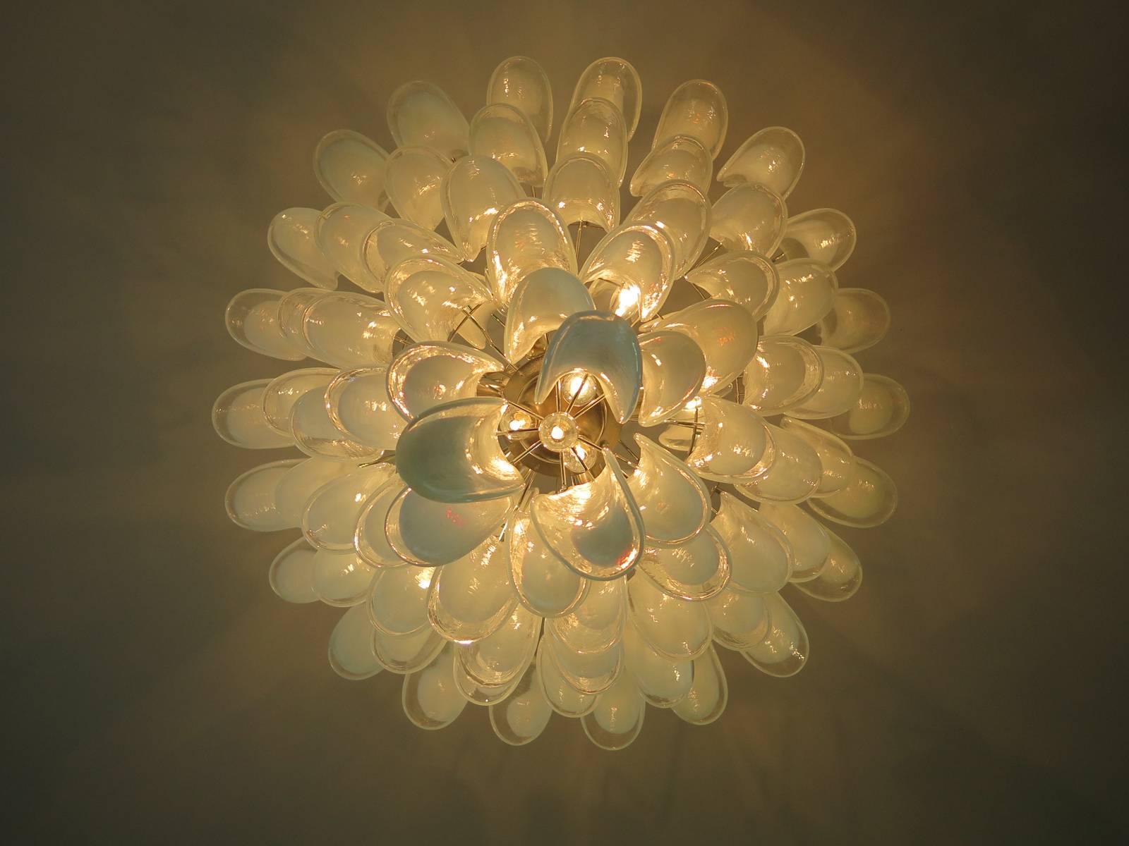 Chandelier Mazzega Murano, Italy - 85 glass petals For Sale 1