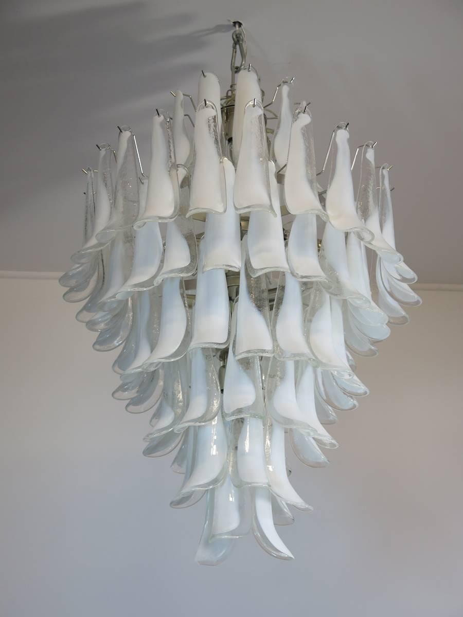 Chandelier Mazzega Murano, Italy - 85 glass petals For Sale 2