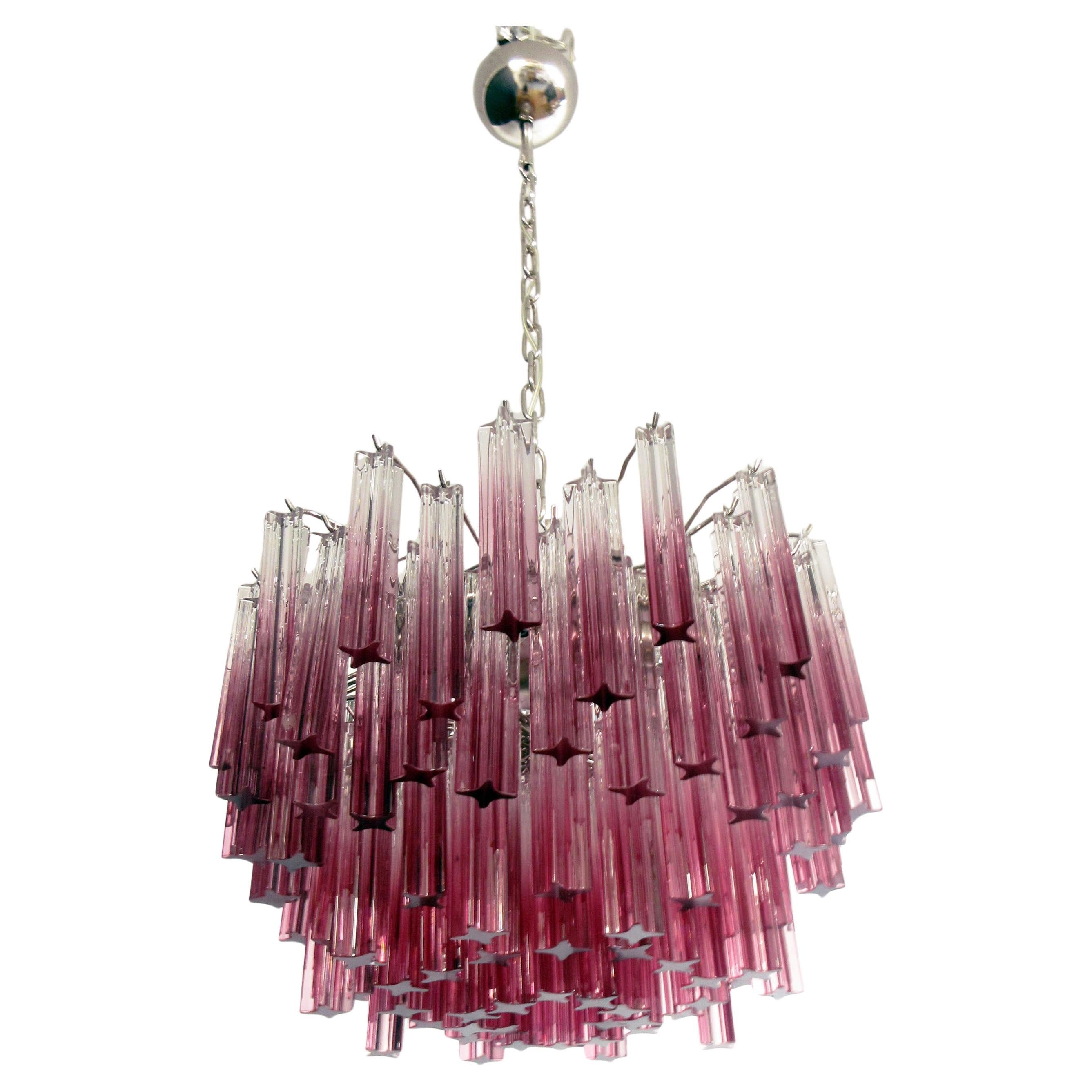 Gorgeous Murano Vintage Chandelier, 107 Quadriedri Amethyst Shade
