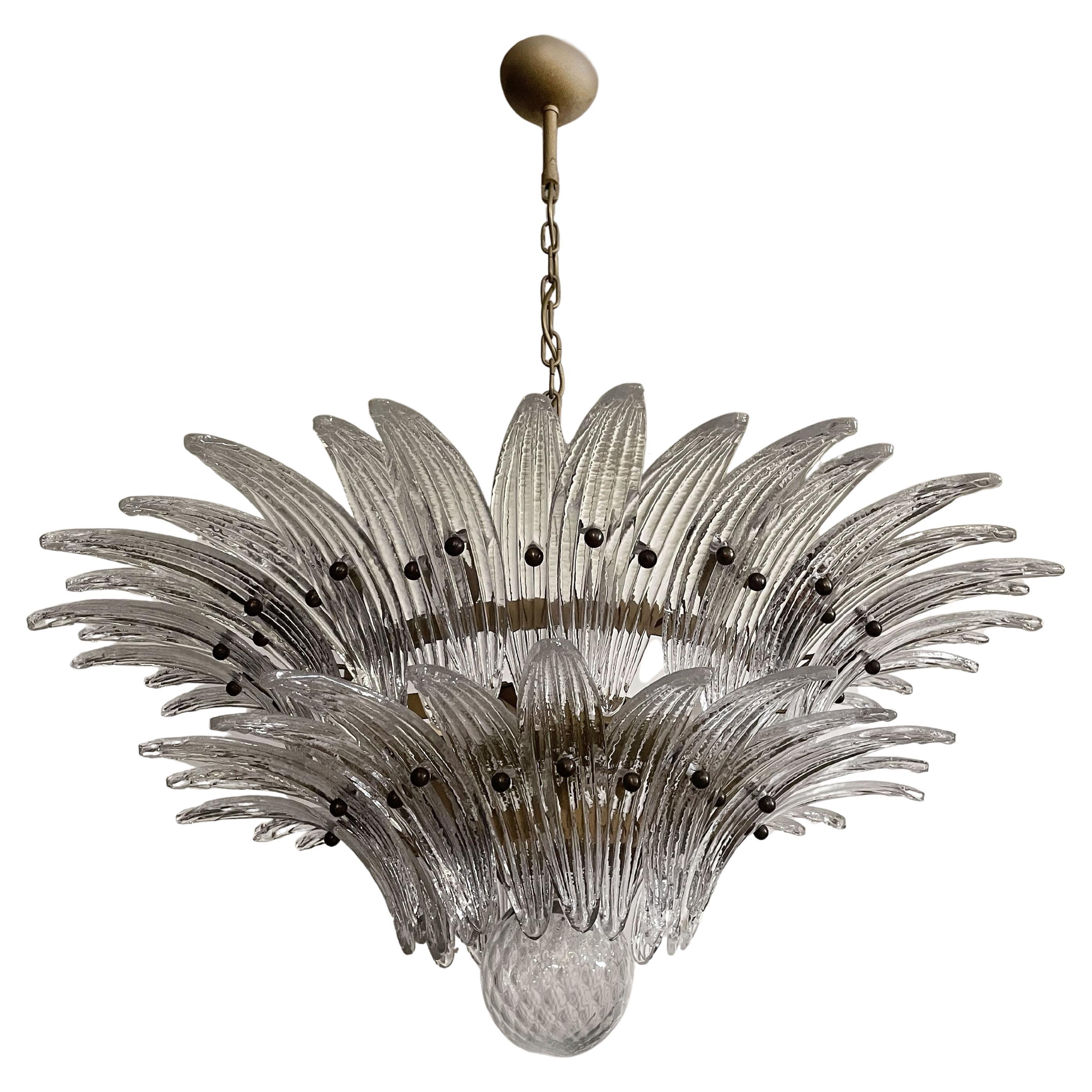 Murano-Kronleuchter, Original Palmette, Trasparentes Glas im Angebot