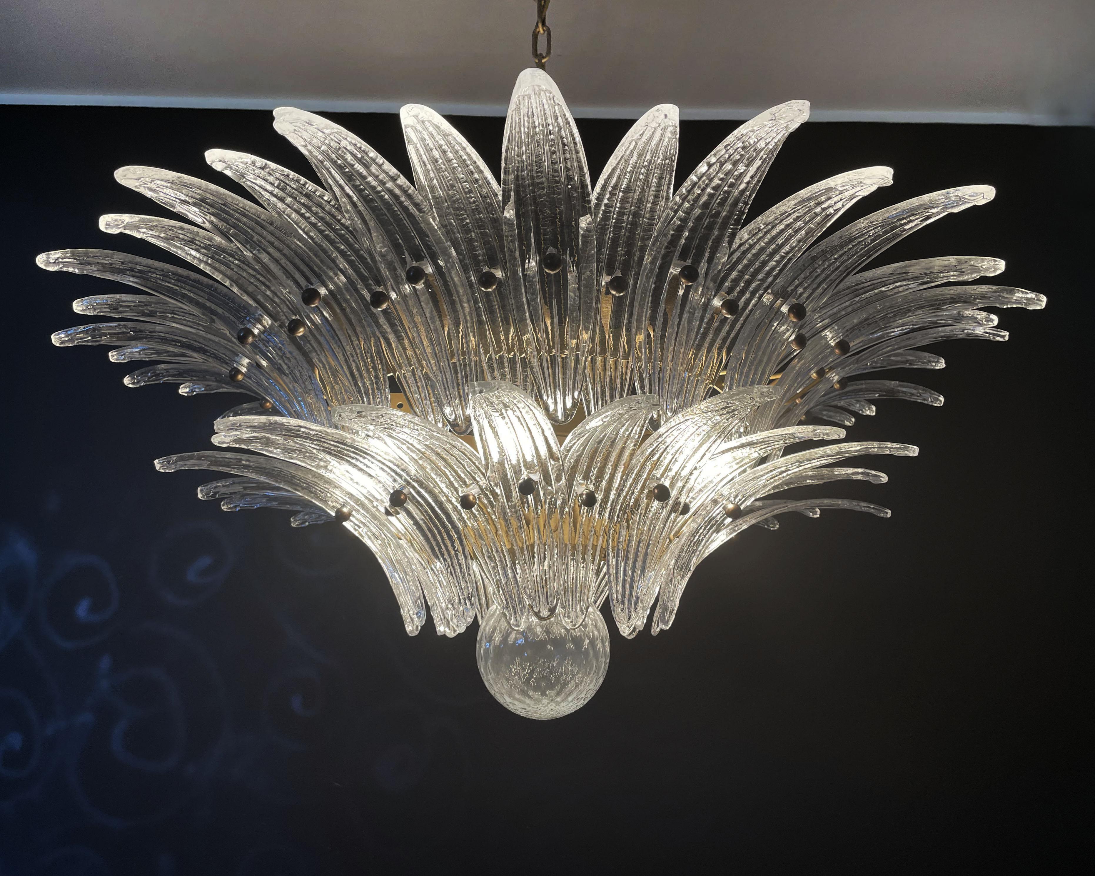 Murano-Kronleuchter, Original Palmette, Trasparentes Glas im Angebot 8