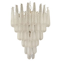 Huge Italian Vintage Murano Glass Chandelier, 75 Glass Petals Drop