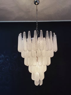 Huge Italian Vintage Murano Glass Chandelier, 75 Glass Petals Drop