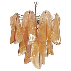 Italian vintage Murano chandelier - Mazzega - 23 "rondini" tobacco glass