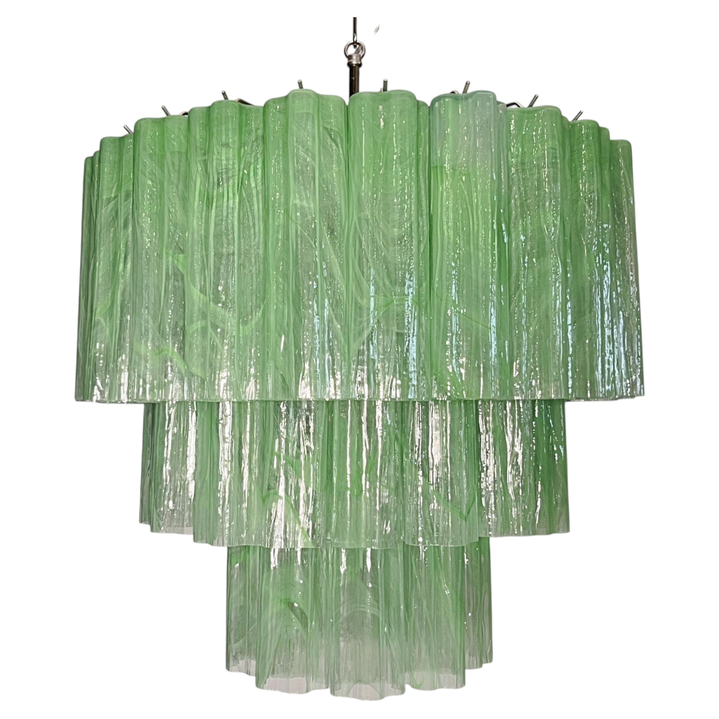 Large three-Tier Murano 52 green alabaster glass tubes For Sale