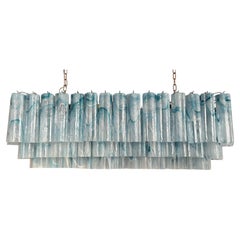 Elegant Murano tube Chandelier - 114 blue alabaster glasses