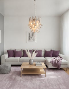 Lampadario vintage italiano di Murano - Mazzega - 41 petali in vetro lattimo fumé