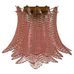 Murano ceiling lamp - 32 pink fern-shaped glasses