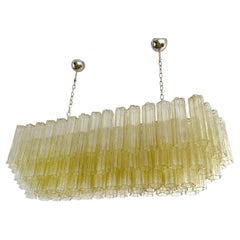 Elegant Murano tube Chandelier - 114 clear amber glasses