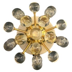 Pair of Murano brass sputnik wall sconces / ceiling lights