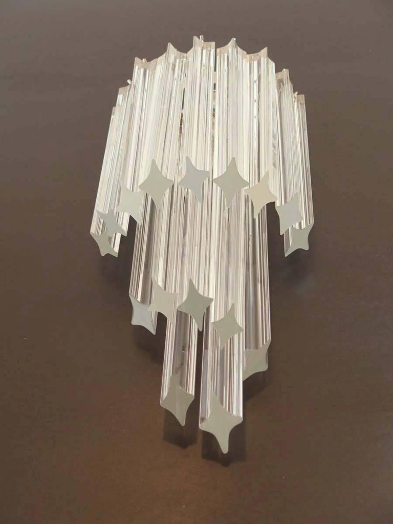 Pair of Vintage Murano Wall Sconce 32 Quadriedri Trasparent Prism For Sale at 1stdibs