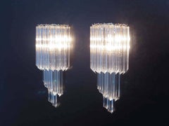 Pair of Vintage Murano Wall Sconce 32 Quadriedri Trasparent Prism