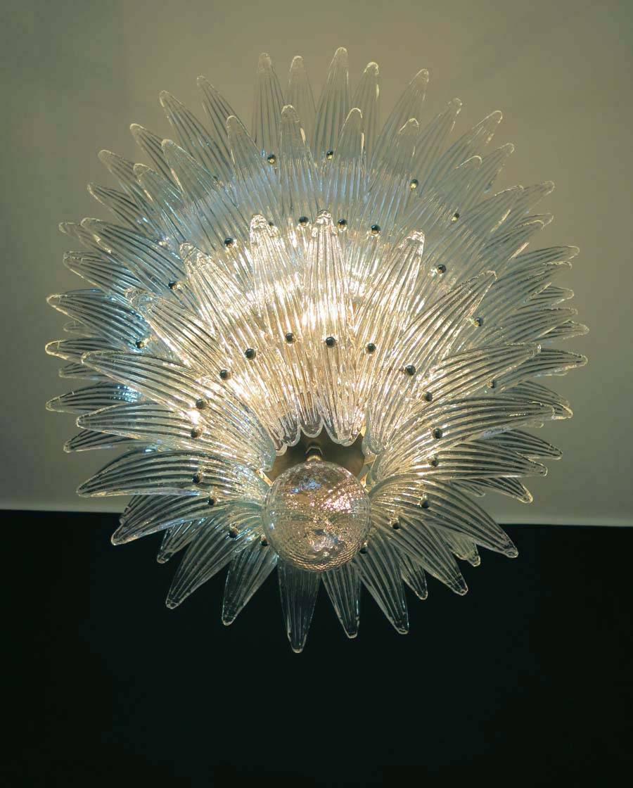 Mid-Century Modern Palmette Ceiling Light, Murano Chandelier