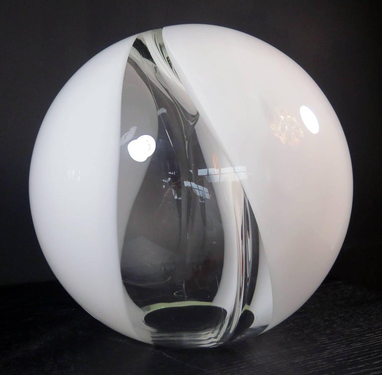 Midcentury Membrane Murano Glass Globe Table Lamp Toni Zuccheri Style 