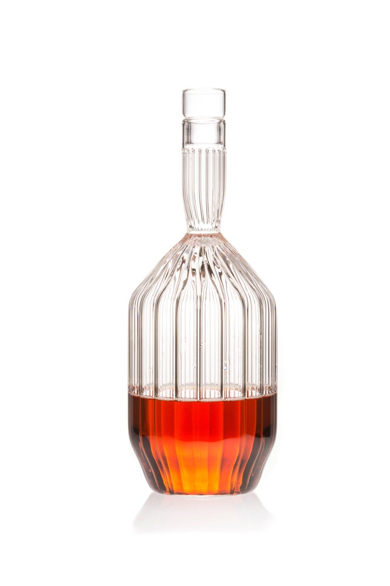 Hand-Crafted Contemporary Handcrafted Czech Clear Glass Margot Decanter, IN STOCK For Sale
